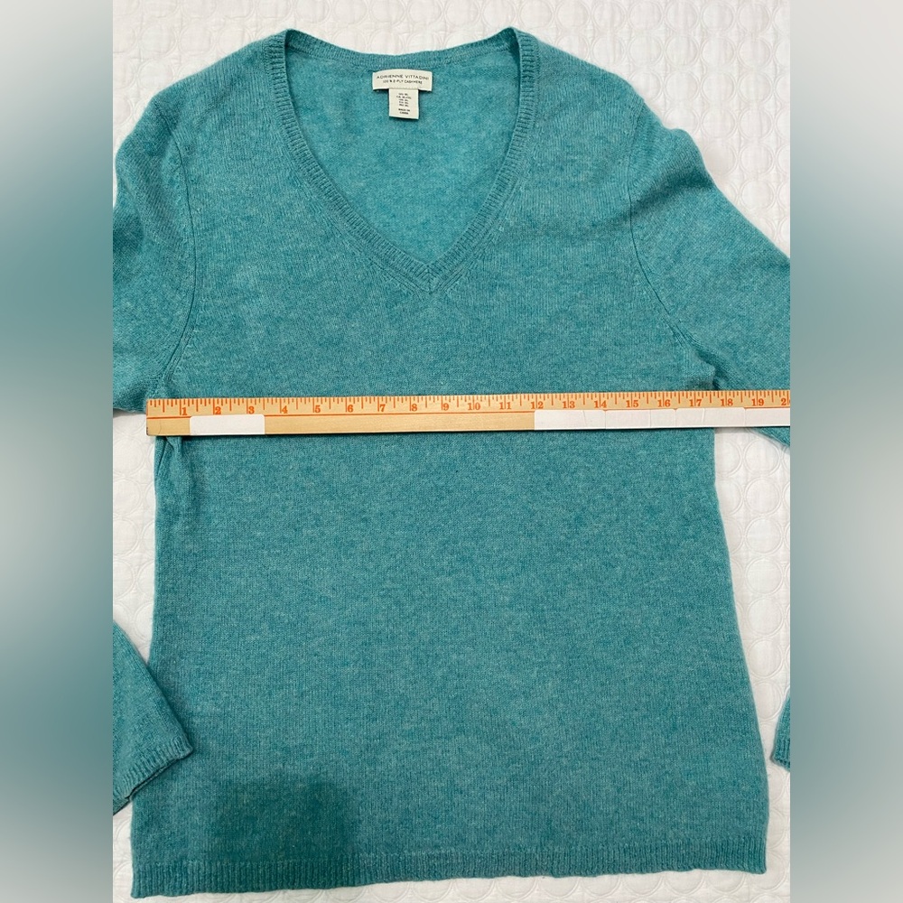 ADRIENNE VITTADINI  100% 2-Ply Cashmere V-Neck sweater Aqua Blue Women’s Size XL - Picture 5 of 10
